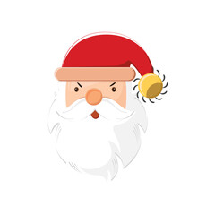 Happy Santa Claus in red hat Isolated on white background for Xmas festive design Vector illustration.