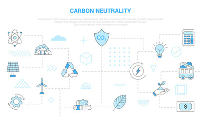 carbon neutrality concept with icon set template banner with modern blue color style
