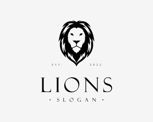 Lion Head Leo Mane Hipster Silhouette Predator Majestic Victorian Mascot Vector Logo Design