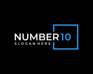 10 Number Numeric Square Frame Border Simple Vector Logo Design