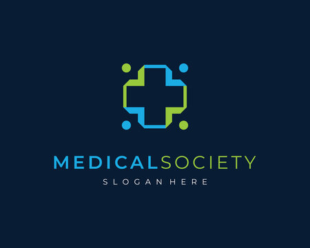 Medical Cross Medicine Hospital Clinic Pharmacy Society Community Group Vector Logo Design