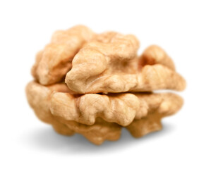 Collection of Walnut and a cracked walnut isolated on the white background