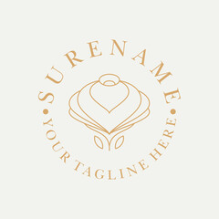 Golden nature flower logo design for  restaurant, photography, florist with monoline and simple design custom logo design vector illustration