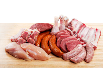 Assorted meats on a cutting board