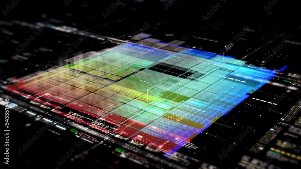 Aufkleber Futuristic digitally generated motion abstract particles matrix cyber environment of big data analytic artificial intelligent simulation, head up display for digital background