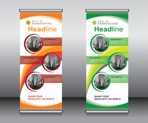 Roll up banner template design, banner, layout, advertisement, pull up, polygon background, vector illustration, business flyer, display, x-banner, flag-banner, Info graphics, presentation.