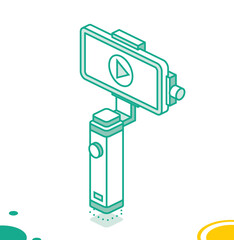 Gimbal Stabilizer for Smartphone Camera. Isometric Outline Concept.