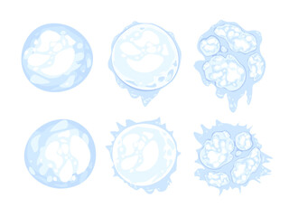 Set of snowballs in cartoon style. Isolated elements
