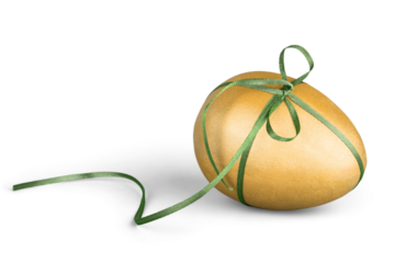 Easter egg with ribbon isolated on white background