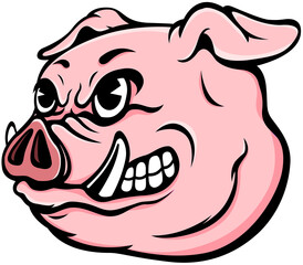 Pig mascot. Angry swine logo set. Hog illustration.
