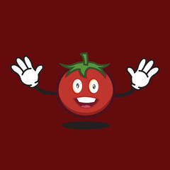 happy tomato vector mascot cartoon illustration.
