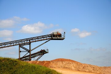 Sand and gravel quarry conveyor belt, Alrewas, Staffordshire, UK
