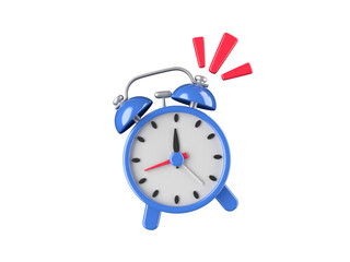 Blue alarm clock 3d icon isolated cutout