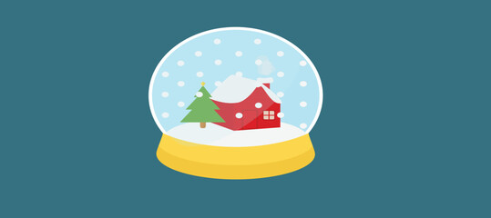 Christmas snow ball. New Year glass snow globe. Vector illustration.