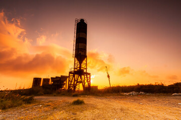 Landscape view during morning, sunrise at abandon cement silo at Genting highlands, Pahang....