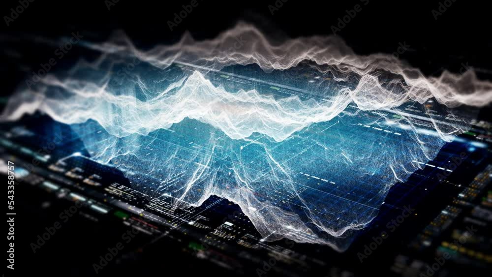 Poster Futuristic Holographic Terrain environment, geomorphology, topography loop motion graphic user interface head up display screen