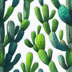 Tropical cactus succulent is an exotic plant. Seamless Pattern