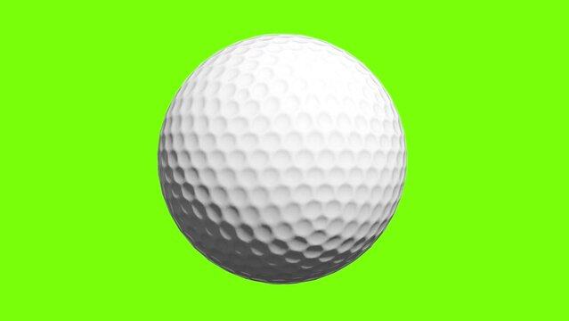 Golf Ball on Green Screen seamless. Looped Golf Ball 3D Animation of Spinning Bal 3D rendering