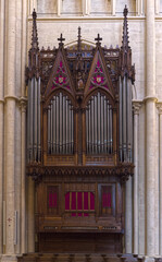 Gothic church organ in Saint-Jean cathedral (public property), Lyon, France