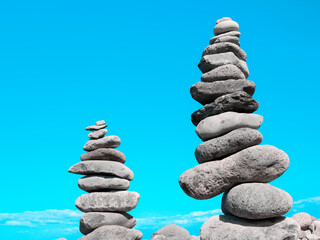 two stone towers symbolizing zen, balance and harmony
