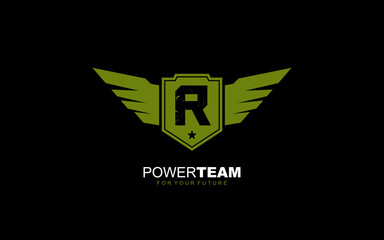 R Letter logo army for team identity. Military template vector illustration for your brand.