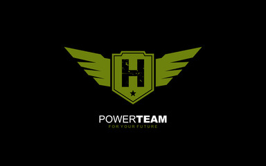 H Letter logo army for team identity. Military template vector illustration for your brand.