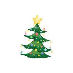 Christmas tree, Xmas tree vector isolated on white background. Perfect for coloring book, textiles, icon, web, painting, books, t-shirt print.