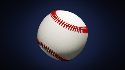 Baseball ball rotation Realistic in blue background 3D rendered