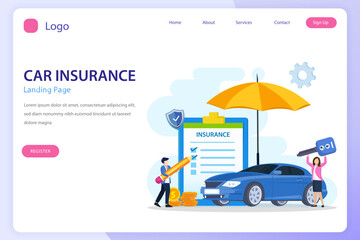 PrintCar insurance policy form with umbrella. Insurance agent, Protection, damage or collision vector