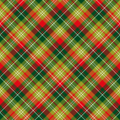 Seamless pattern in simple green, red and white colors for plaid, fabric, textile, clothes, tablecloth and other things. Vector image. 2