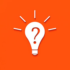 White light bulb with shadow on red background. Illustration of symbol of lack of idea. Question mark. Square image. 3D image. 3D rendering.
