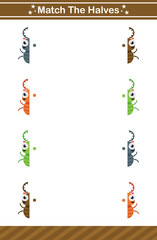match the halves of carton animal game for children worksheet game for kids
