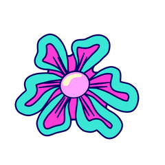 Retro flower in abstract style. Modern trendy design. Abstract trippy art. Retro y2k floral psychedelic isolated. Y2k Flower power.