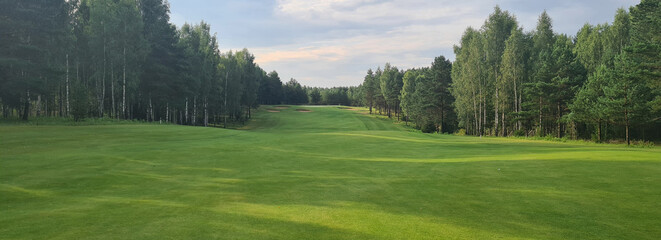 Beautiful landscape on the golf course at end of summer