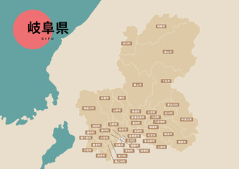 地図（地名付き）-岐阜県