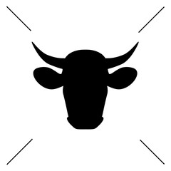 Head of a Cow. Cow head icon. Cow head silhouette. Farm animal . Vector illustration.