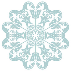 Elegant vintage round light blue ornament in classic style. Abstract traditional pattern with oriental elements. Classic vintage pattern