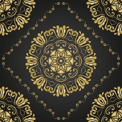 Classic seamless black and golden pattern. Damask orient ornament. Classic vintage background. Orient ornament for fabric, wallpaper and packaging
