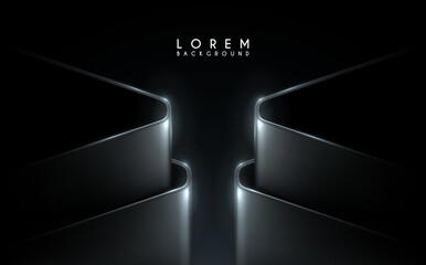 Abstract metal shapes on black background