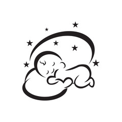 cute sleeping baby icon logo, vector design