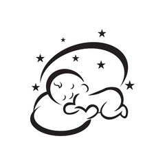 Fototapeta premium cute sleeping baby icon logo, vector design