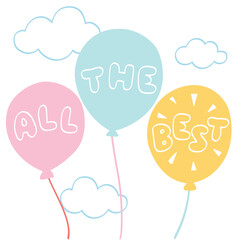All the best balloons on cloud background - hand drawn
- 543375133