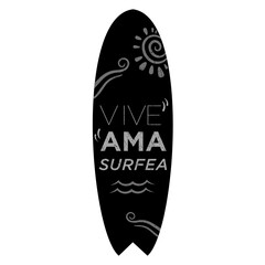 vive ama surfea en español, lettering caligrafía, surfista, tabla de surf, icono, background