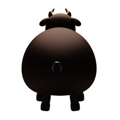 Funny bull  with gold horns. Animal wildlife cartoon character. 3d illustration.