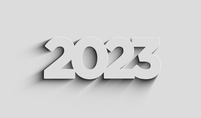 2023 year futuristic neon symbol digital concept 3d illustration