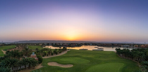 Panorama view of El Gouna Red Sea Agypt at sunset - 543377771