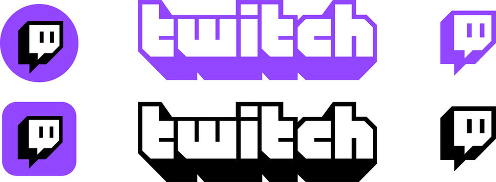 Set of vector Twitch logos on transaprent background. Logo of a popular online video broadcasting platform. PNG image