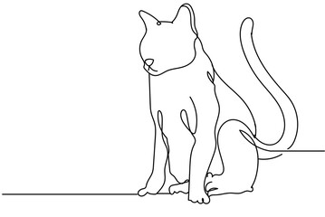 Single Continuous one line drawing of cat, cat silhouette Continuous Line Drawing. Single line draw design graphic vector illustration