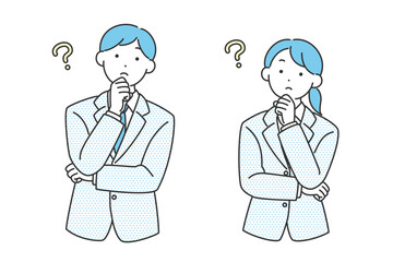 考えている就活生・ビジネスのイラスト