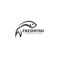 Fish in the water Logo design vector template. Seafood restaurant shop shop Logotype concept icon.